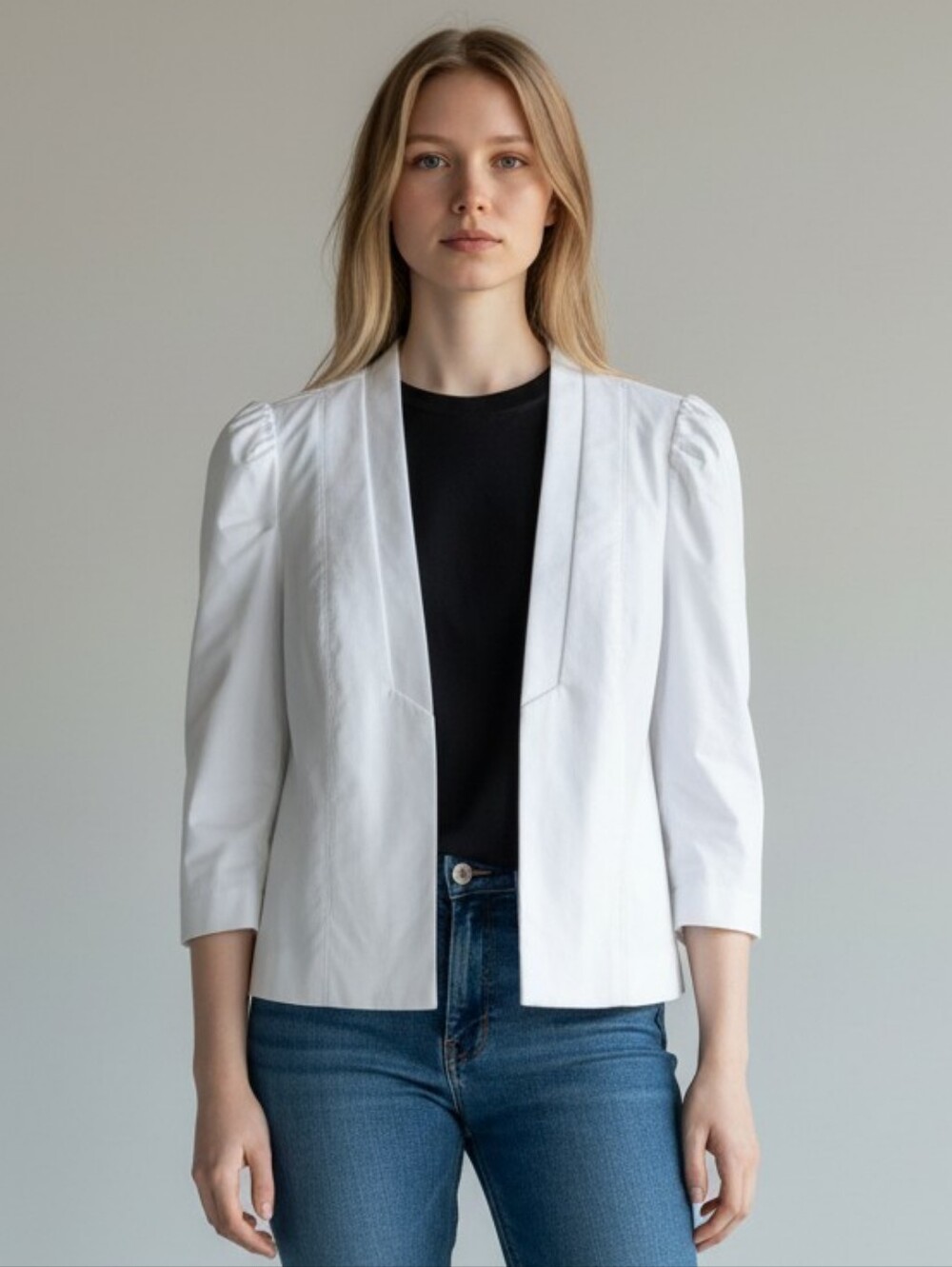 Biancoghiaccio Made In Italy White Women's Blazer with Puff Sleeves